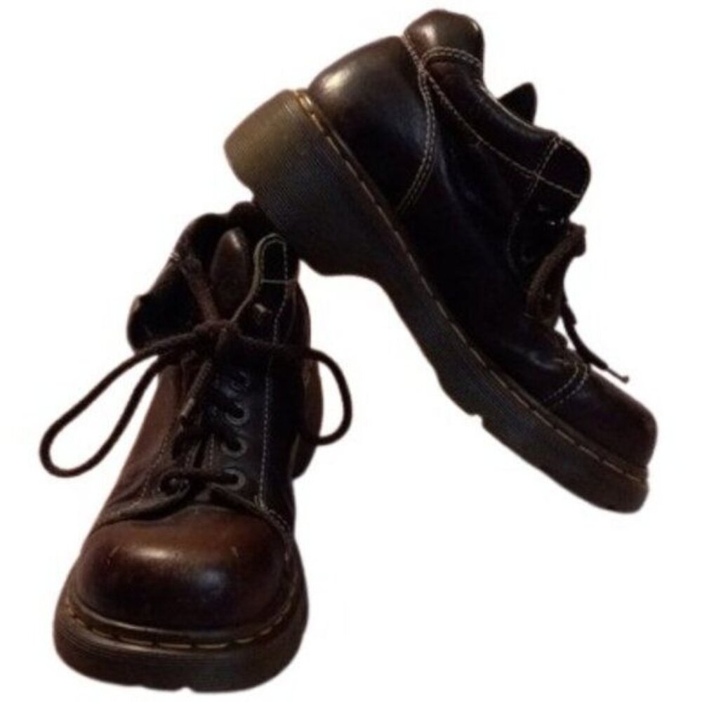 Dr. Martens UK 7 US 9 Brown Leather Lace-Up Ankle Boots 8542 Y2K Chunky Vintage